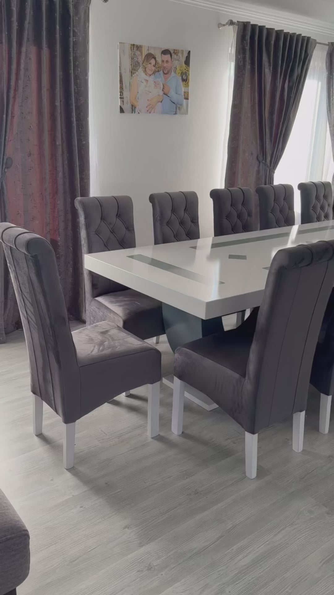 Set Masă și 12 Scaune, Medina Gri Catifea Atracit