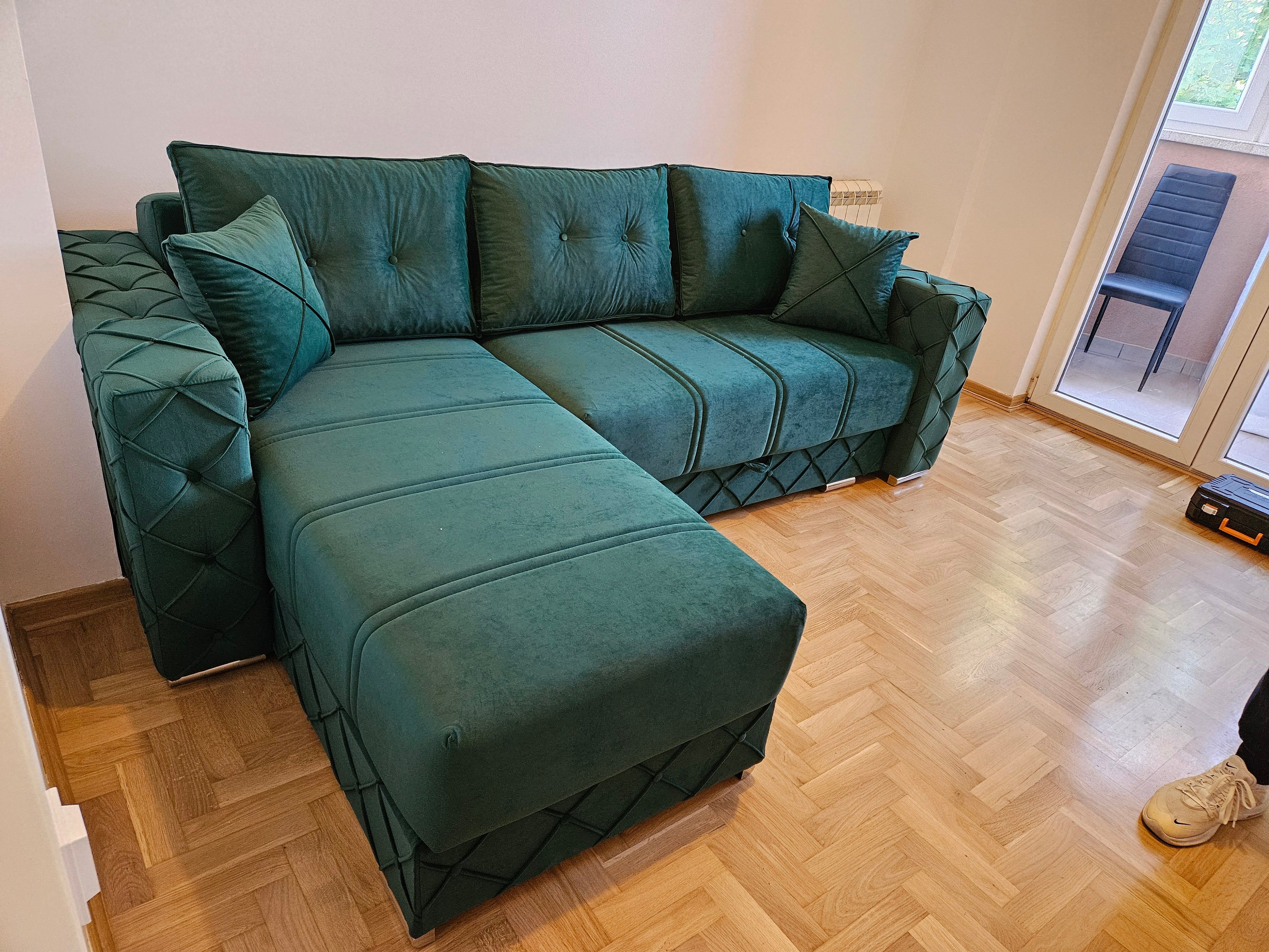 Colțar Crystal, verde smarald, 250x170cm