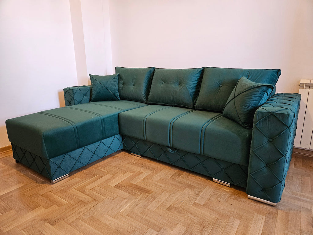 Colțar Crystal, verde smarald, 250x170cm