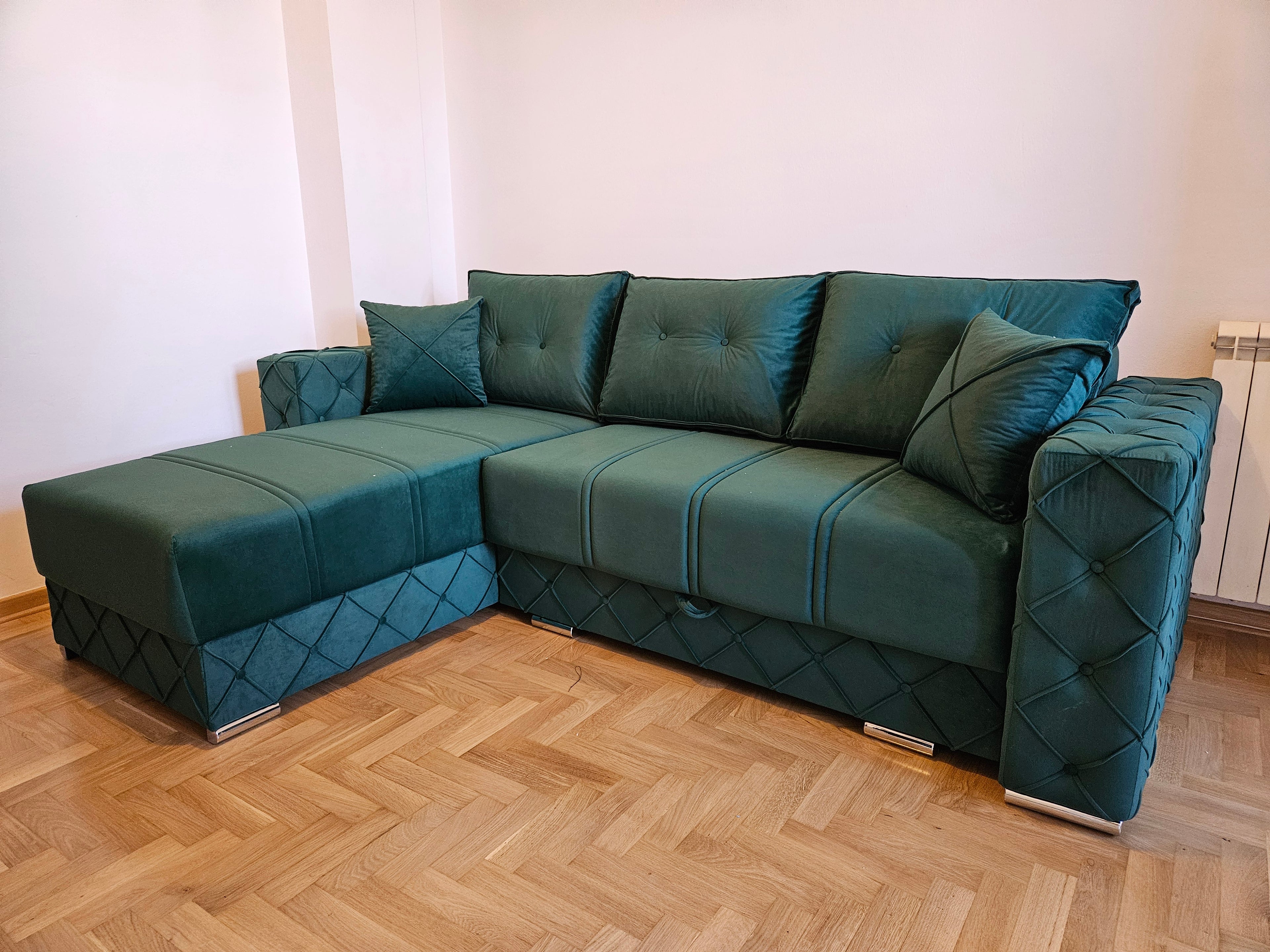 Colțar Crystal, verde smarald, 250x170cm
