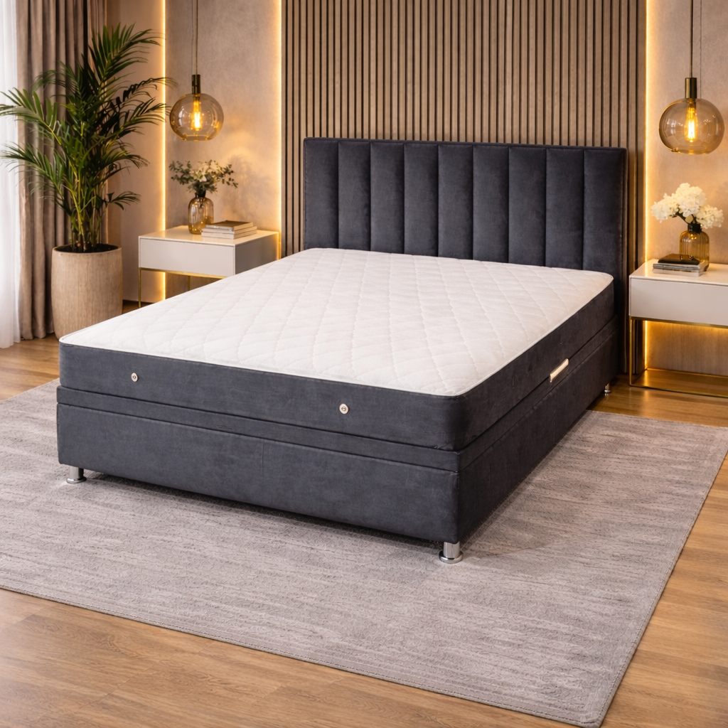 Pat Kamra 180x200cm, Gri antracit catifea
