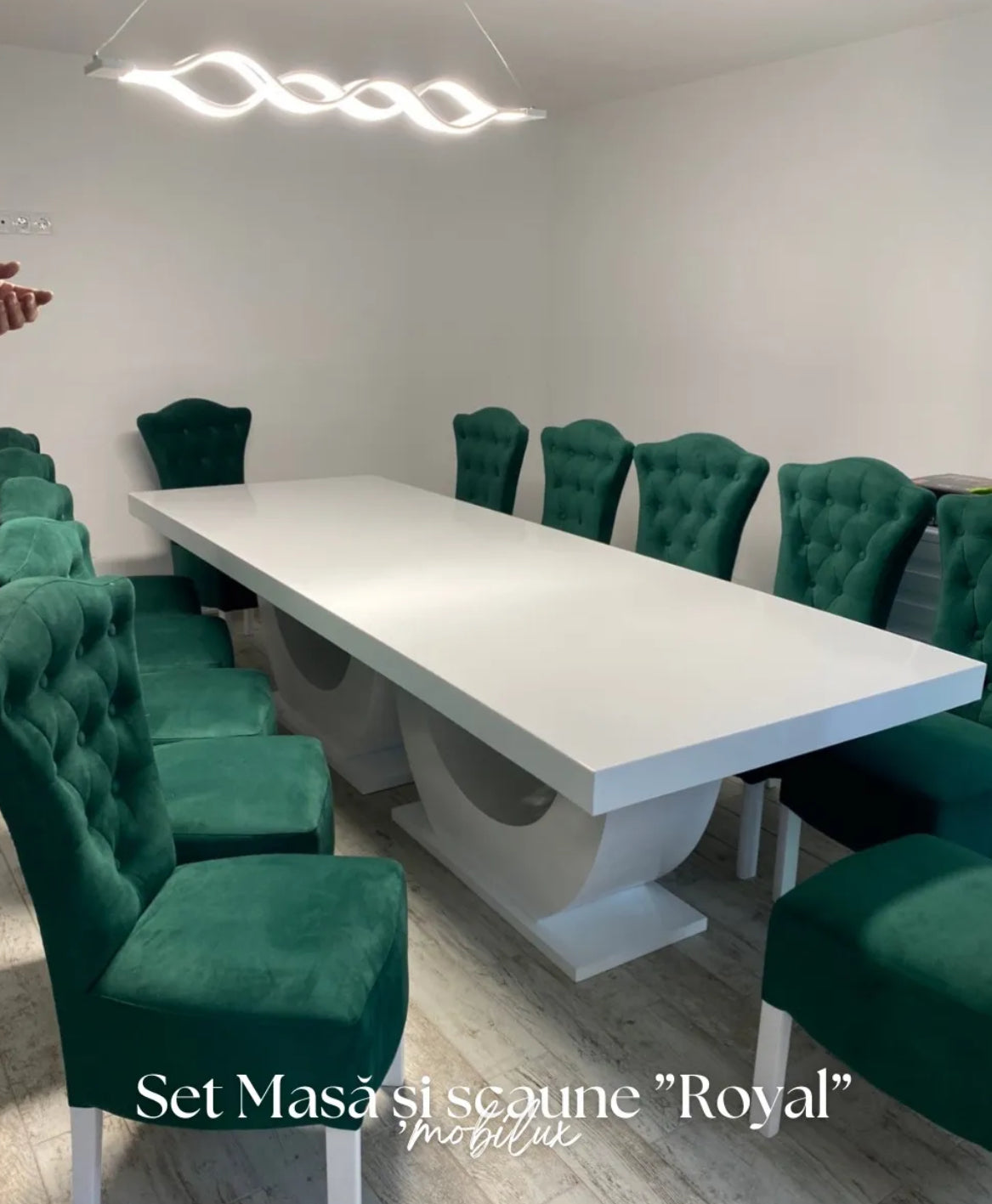 Set Masă și 12 Scaune Royal, Verde Smarald
