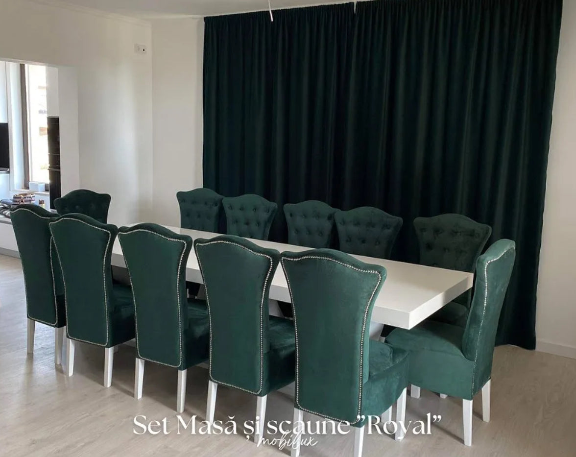 Set Masă și 12 Scaune Royal, Verde Smarald