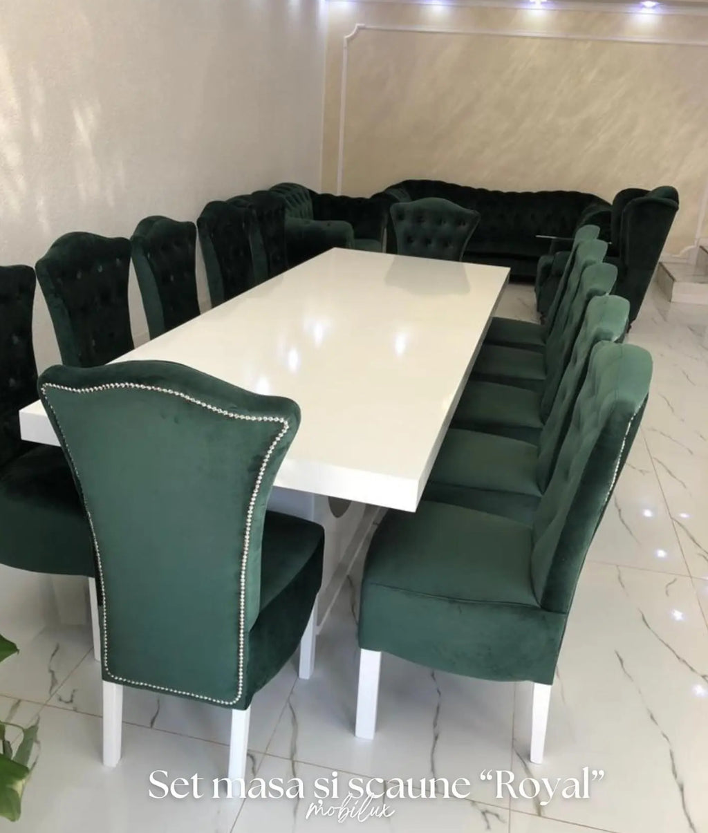 Set Masă și 12 Scaune Royal, Verde Smarald