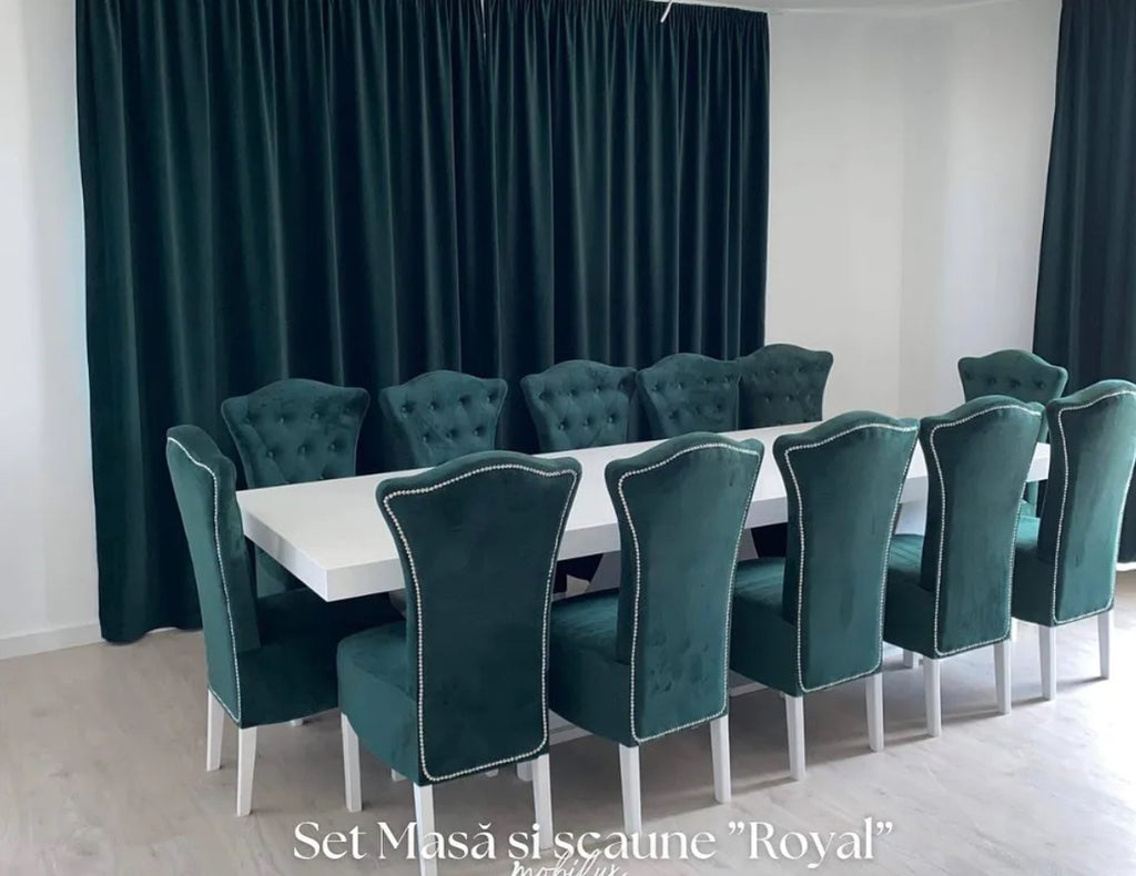 Set Masă și 12 Scaune Royal, Verde Smarald