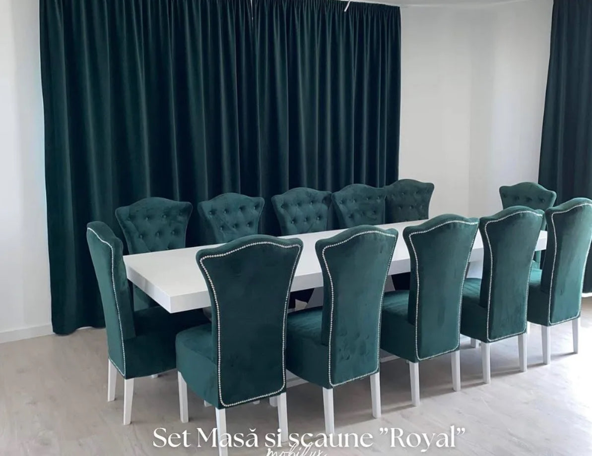 Set Masă și 12 Scaune Royal, Verde Smarald
