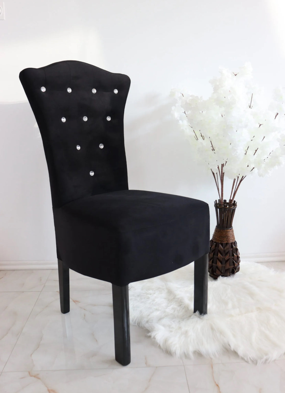 Set Masă și 12 Scaune Royal, Alb&Negru