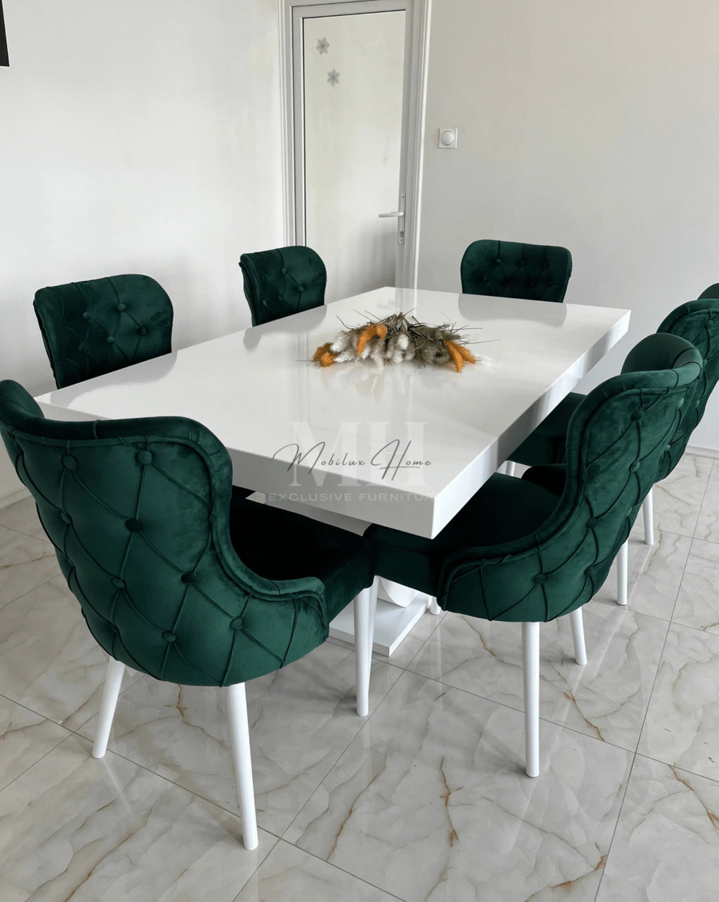 Set Masa si 12 Scaune, Chicago, Alb&Gri