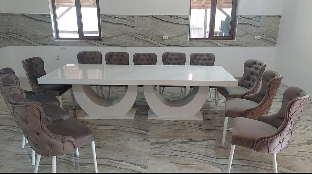 Set Masa si 12 Scaune, Chicago, Alb&Gri