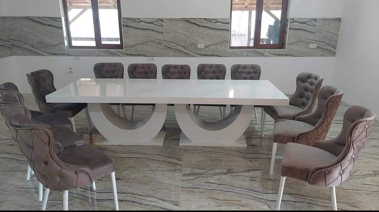 Set Masa si 12 Scaune, Chicago, Alb&Gri