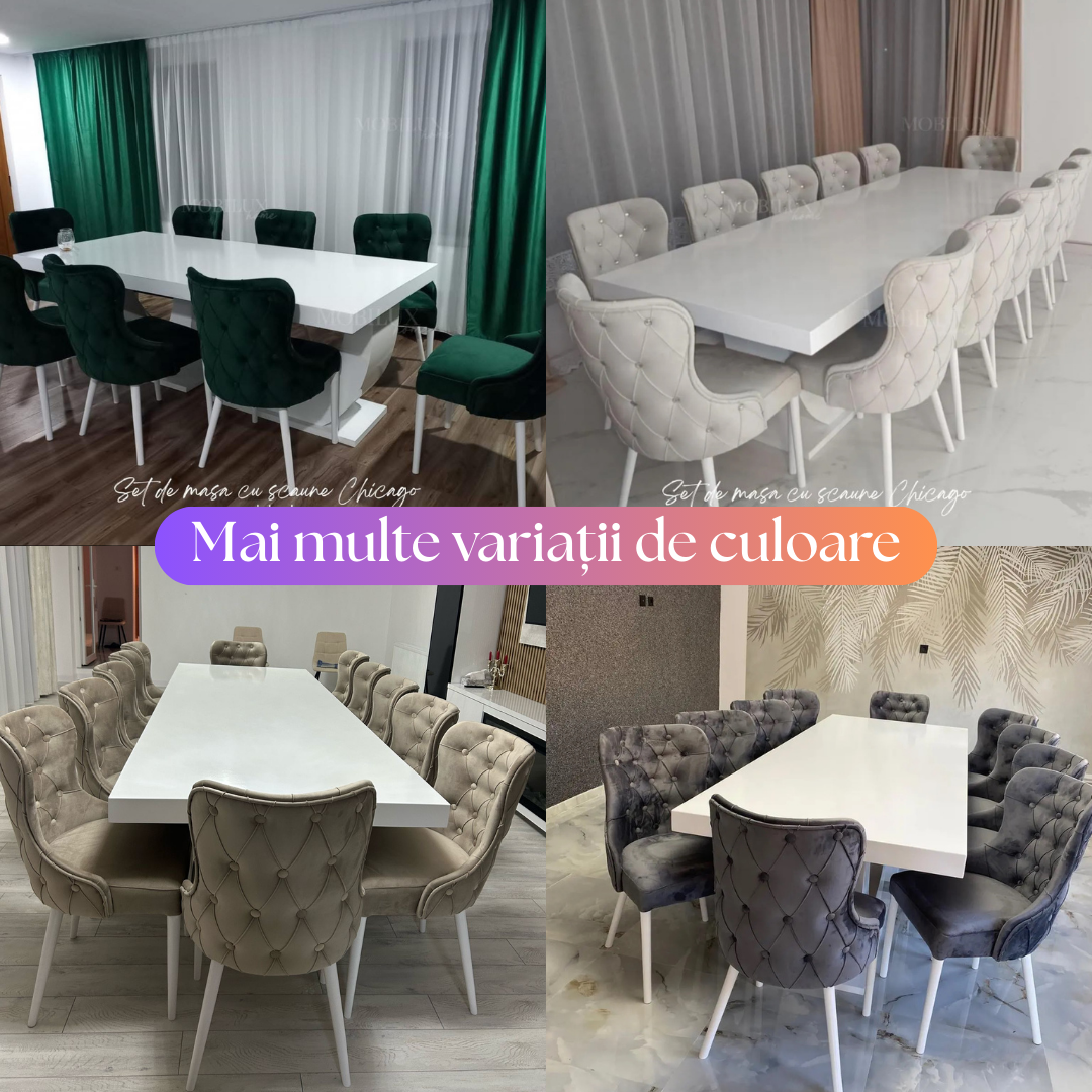 Set Masă și Scaune Chicago, Gri antracit