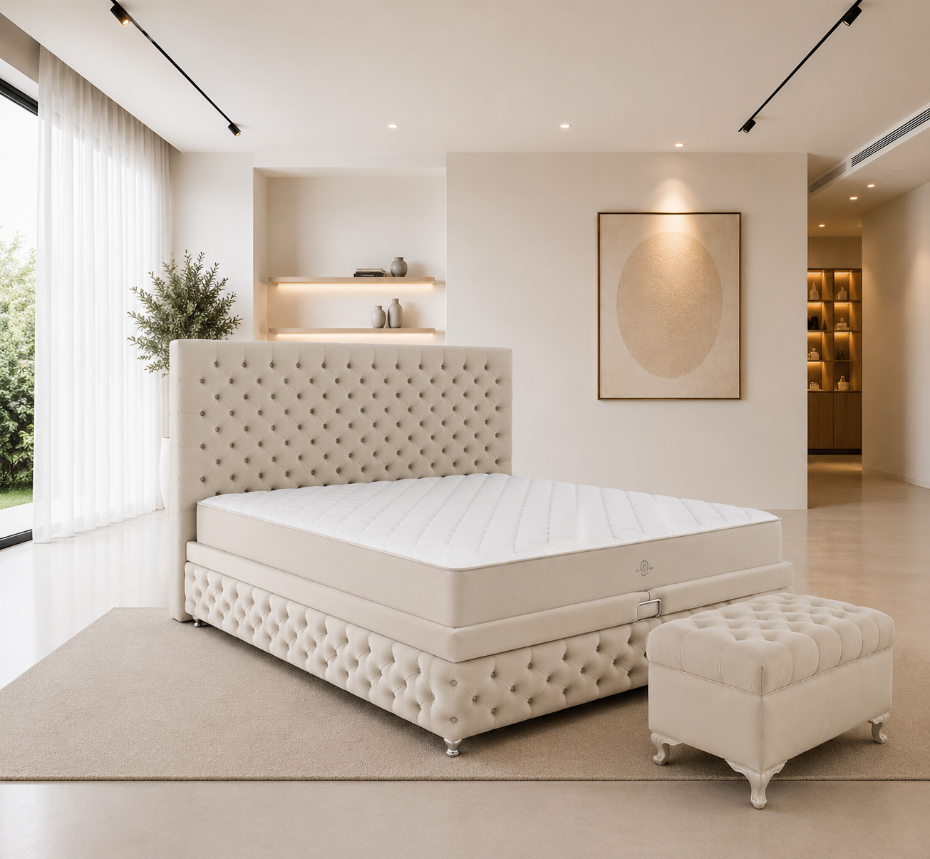 Pat Chesterfield 180x200cm, Gri antracit catifea