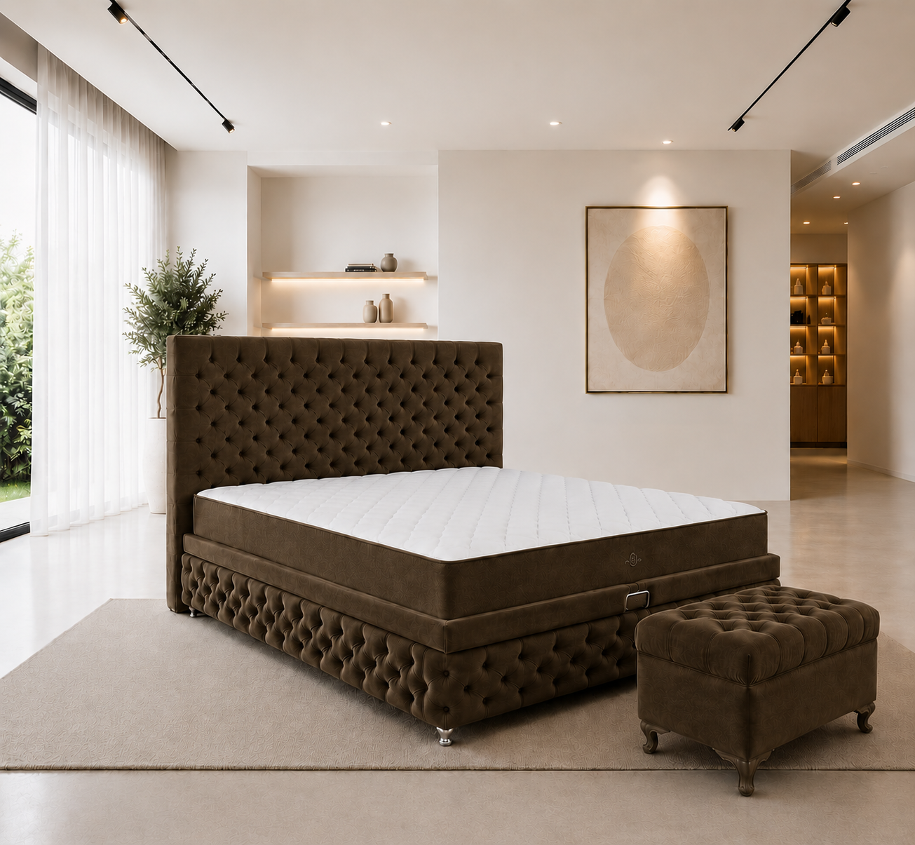 Pat Chesterfield 180x200cm, Gri antracit catifea