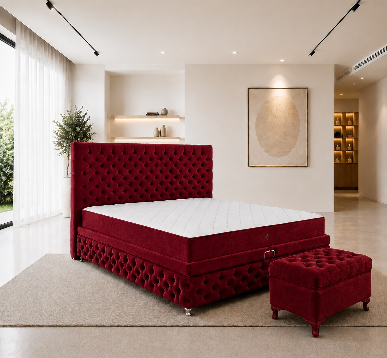 Pat Chesterfield 180x200cm, Gri antracit catifea