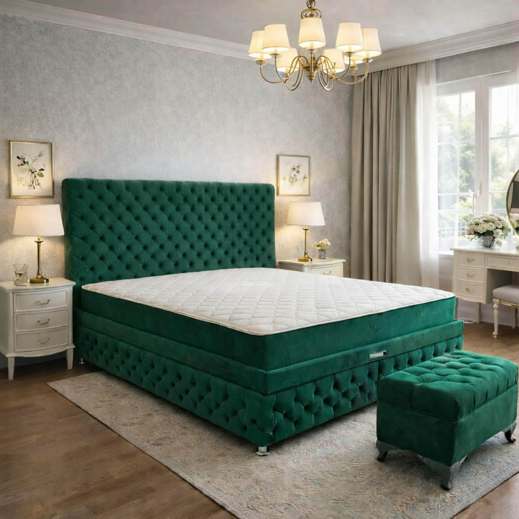 Pat Chesterfield 180x200cm, Gri antracit catifea