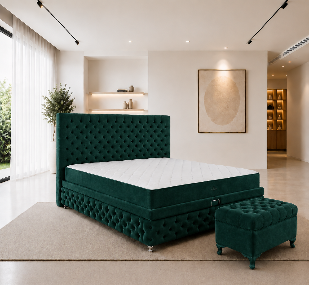 Pat Chesterfield 180x200cm, Gri antracit catifea