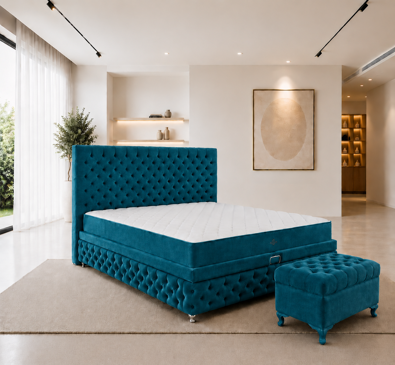 Pat Chesterfield 180x200cm, Gri antracit catifea