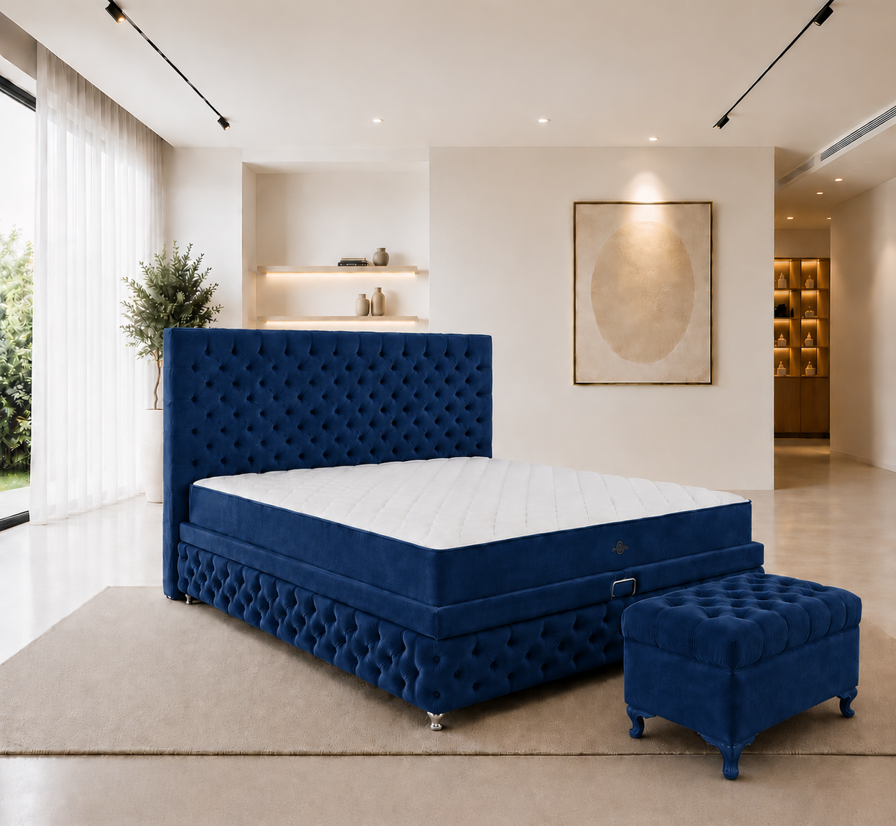 Pat Chesterfield 180x200cm, Gri antracit catifea